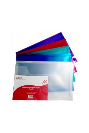 Stat Document Wallet - Foolscap with Gusset: Pack of 10 (Assorted Colours)