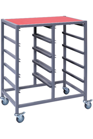 Double Tote Tray Trolley Frame (Red / Black Top)