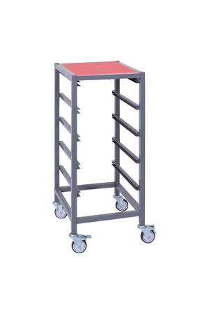 Single Tote Tray Trolley Frame (Red /Black Top)
