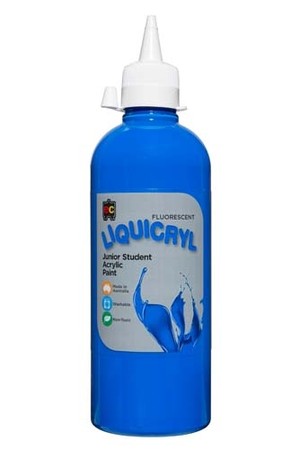 Liquicryl Fluorescent Junior Acrylic Paint 500mL - Blue