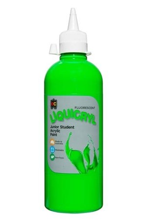 Liquicryl Fluorescent Junior Acrylic Paint 500mL - Green