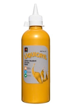 Liquicryl Metallic Junior Acrylic Paint 500mL - Gold