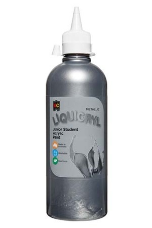 Liquicryl Metallic Junior Acrylic Paint 500mL - Silver