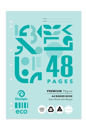 Olympic Eco Binder Book - A4 8mm Ruled 48PG (Pack of 20)