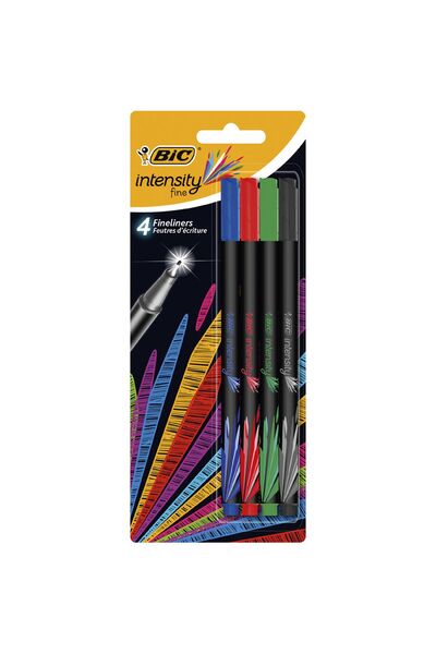 BIC Intensity Fineliner Pens - Assorted Colours (Pack of 4)