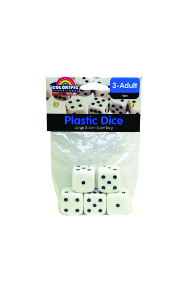 Plastic Dice Large 2.5cm - Pack of 5 