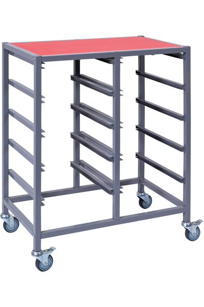 Double Tote Tray Trolley Frame (Red / Black Top)
