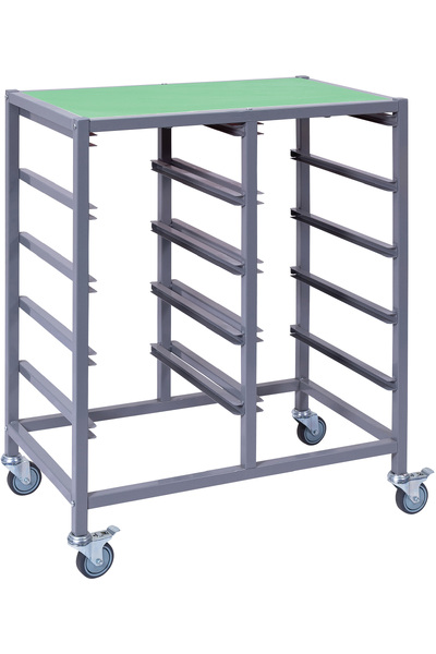 Double Tote tray Trolley Frame (Red / Green Top)