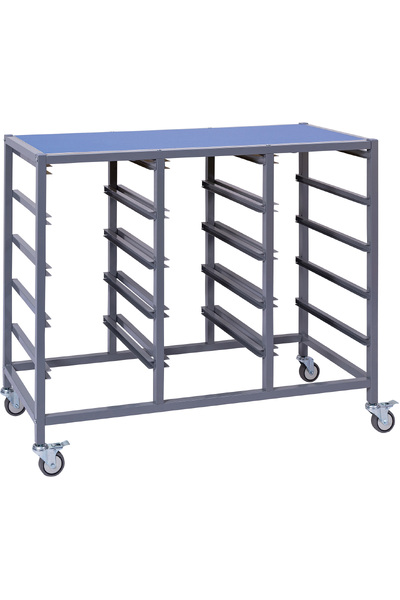 Triple Tote Tray Trolley Frame (Blue / Yellow Top)