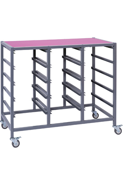 Triple Tote Tray Trolley Frame (Magenta / Lime Green Top)