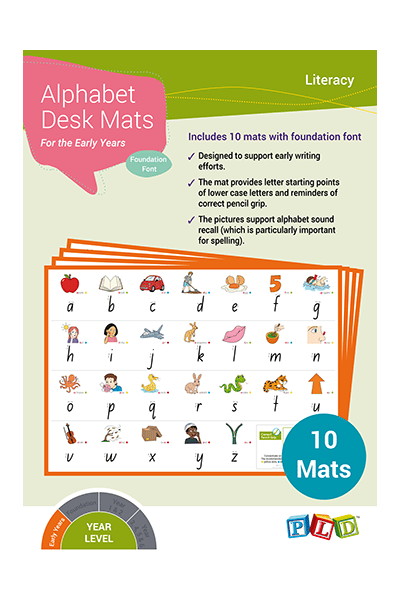 Alphabet Desk Mats for The Early Years - Foundation Font 