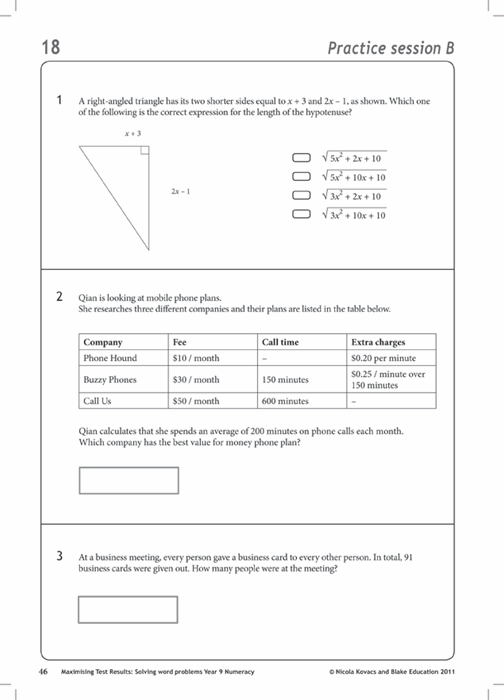 Maximising Test Results Solving NAPLAN style Word Problems Year 9 